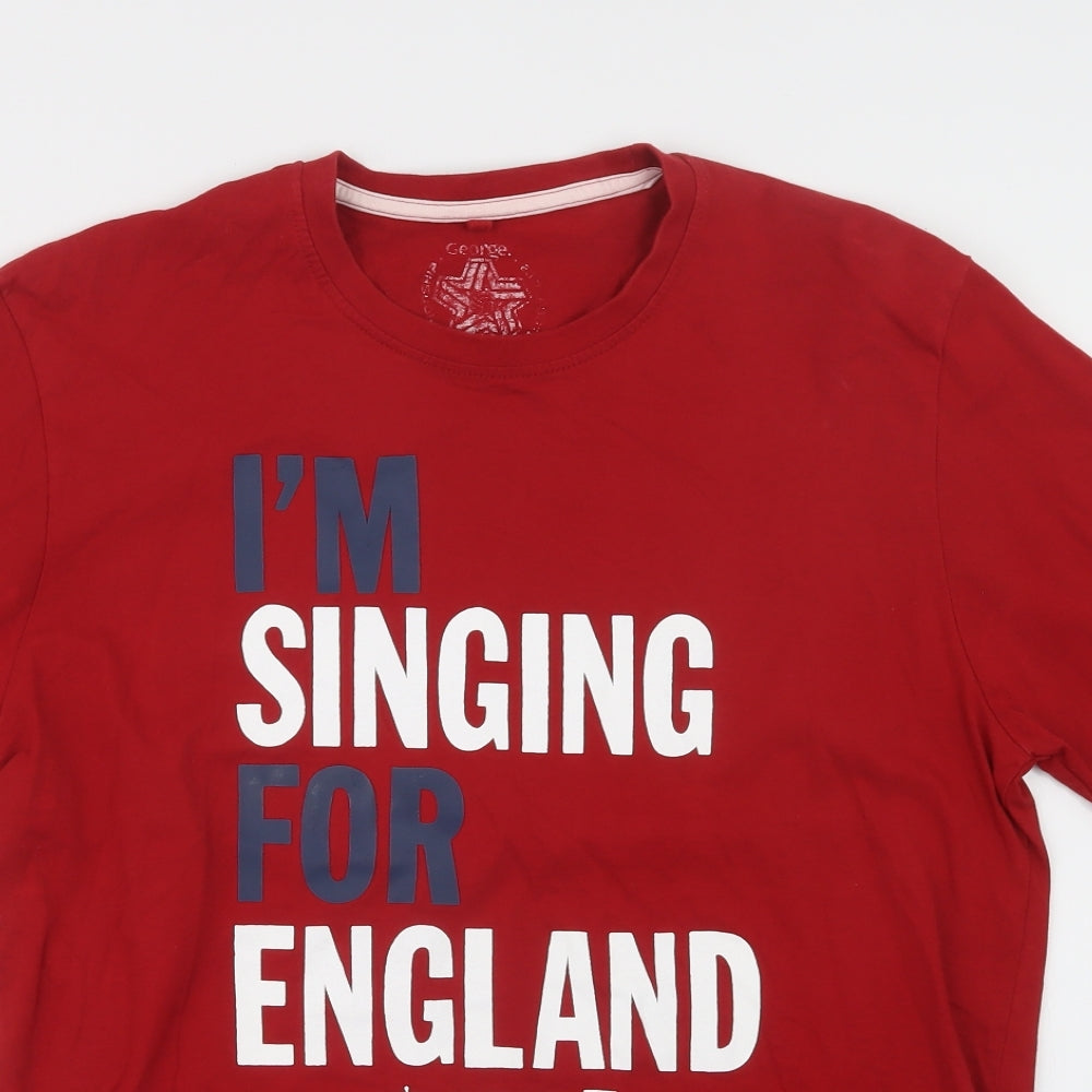 George Mens Red    T-Shirt Size M  - England