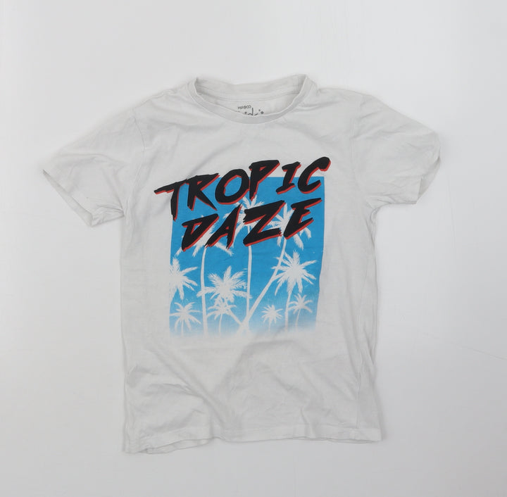 Pep&Co Boys White Basic T-Shirt Size 8-9 Years