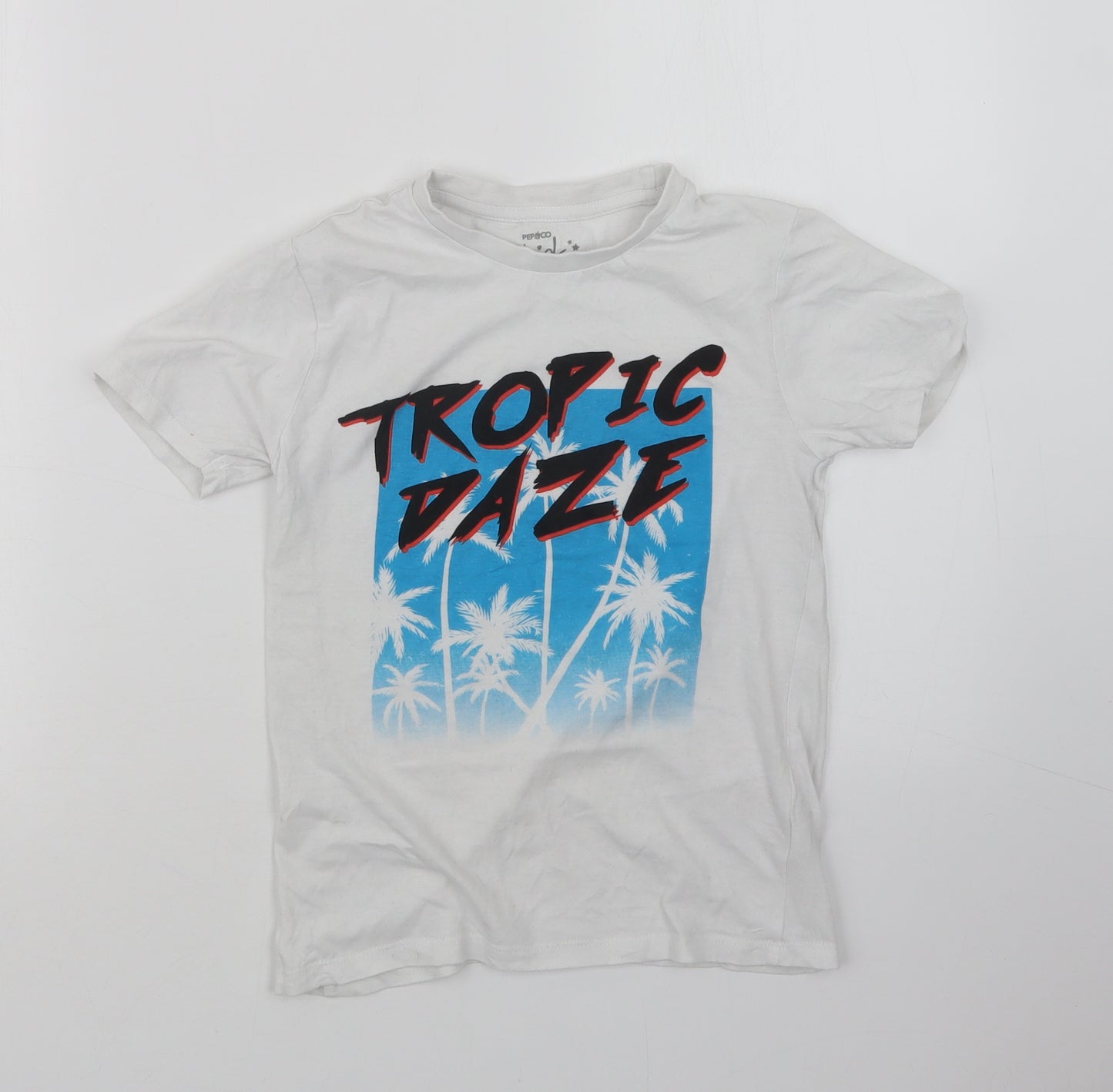 Pep&Co Boys White   Basic T-Shirt Size 8-9 Years