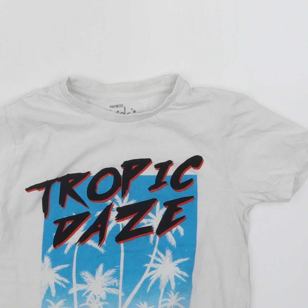 Pep&Co Boys White   Basic T-Shirt Size 8-9 Years