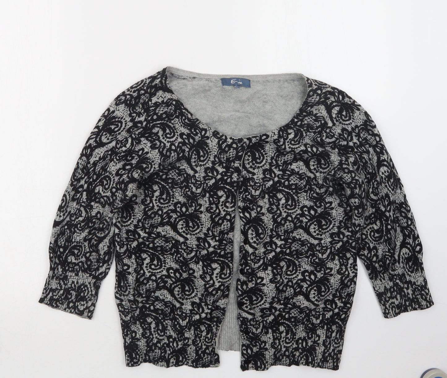 E-vie Womens Grey Geometric Knit Cardigan Jumper Size 16