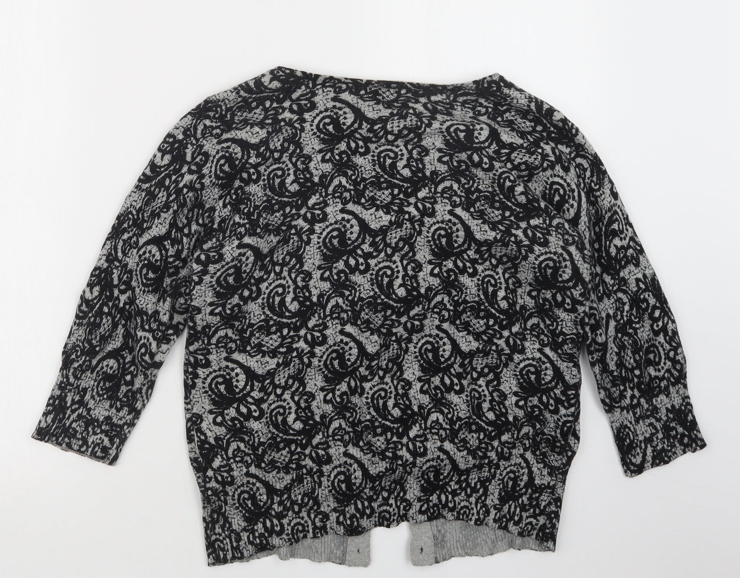 E-vie Womens Grey Geometric Knit Cardigan Jumper Size 16