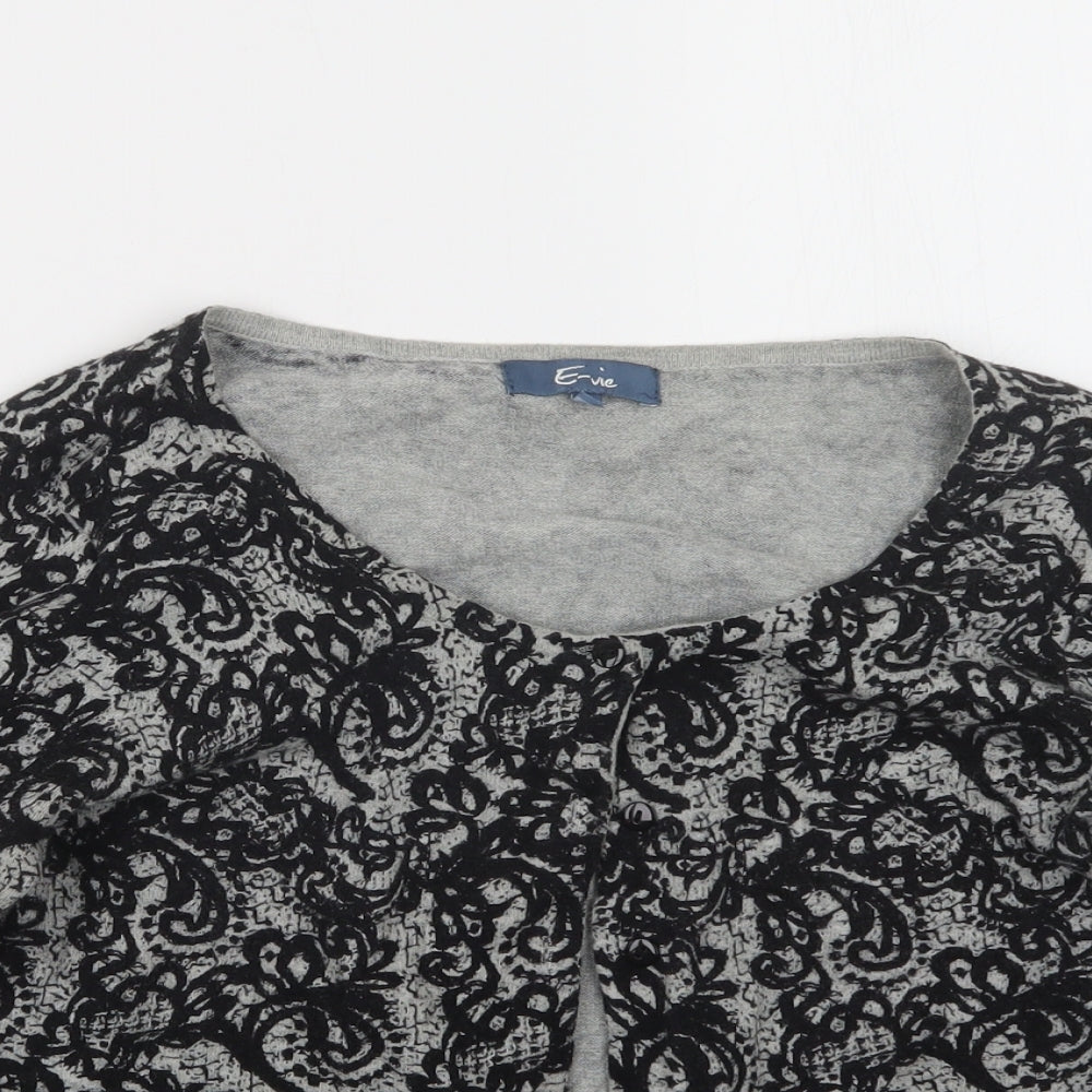E-vie Womens Grey Geometric Knit Cardigan Jumper Size 16