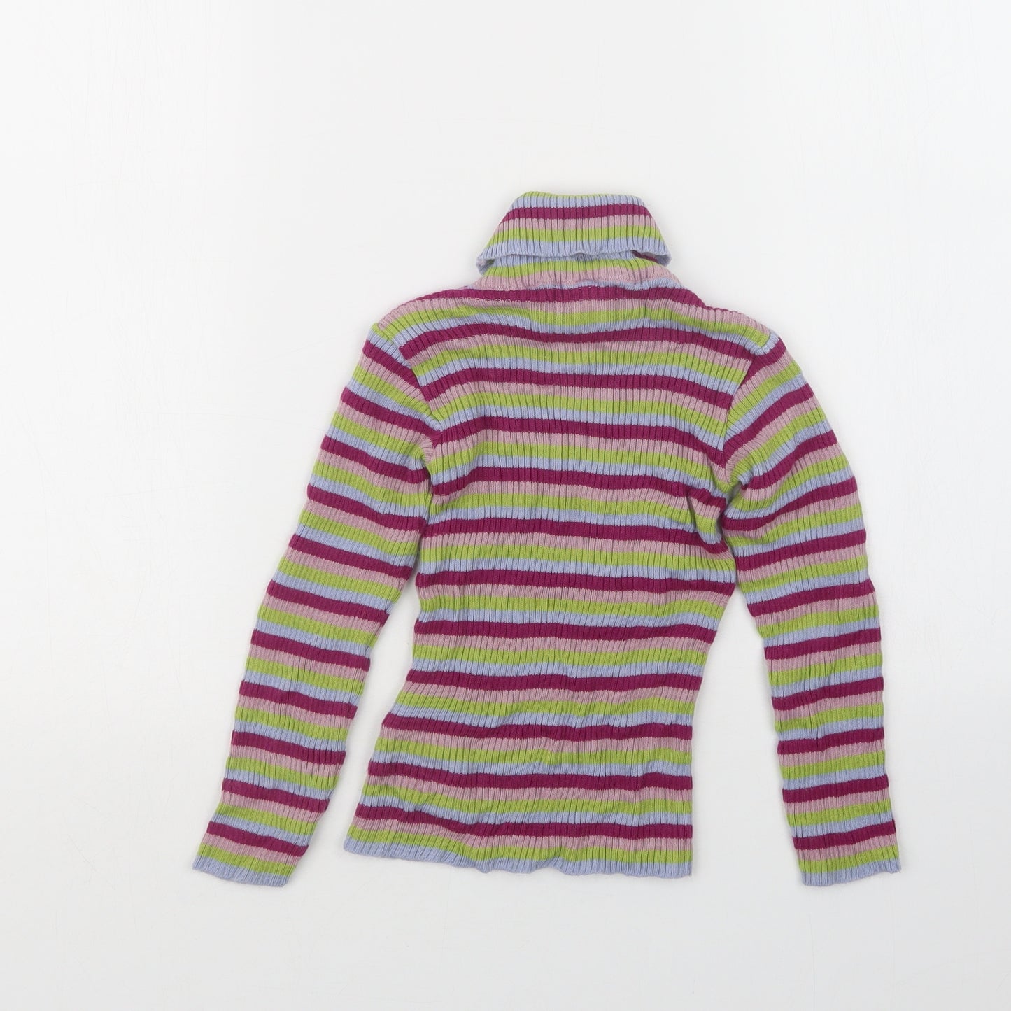 Preworn Girls Purple Striped  Pullover Jumper Size 4 Years