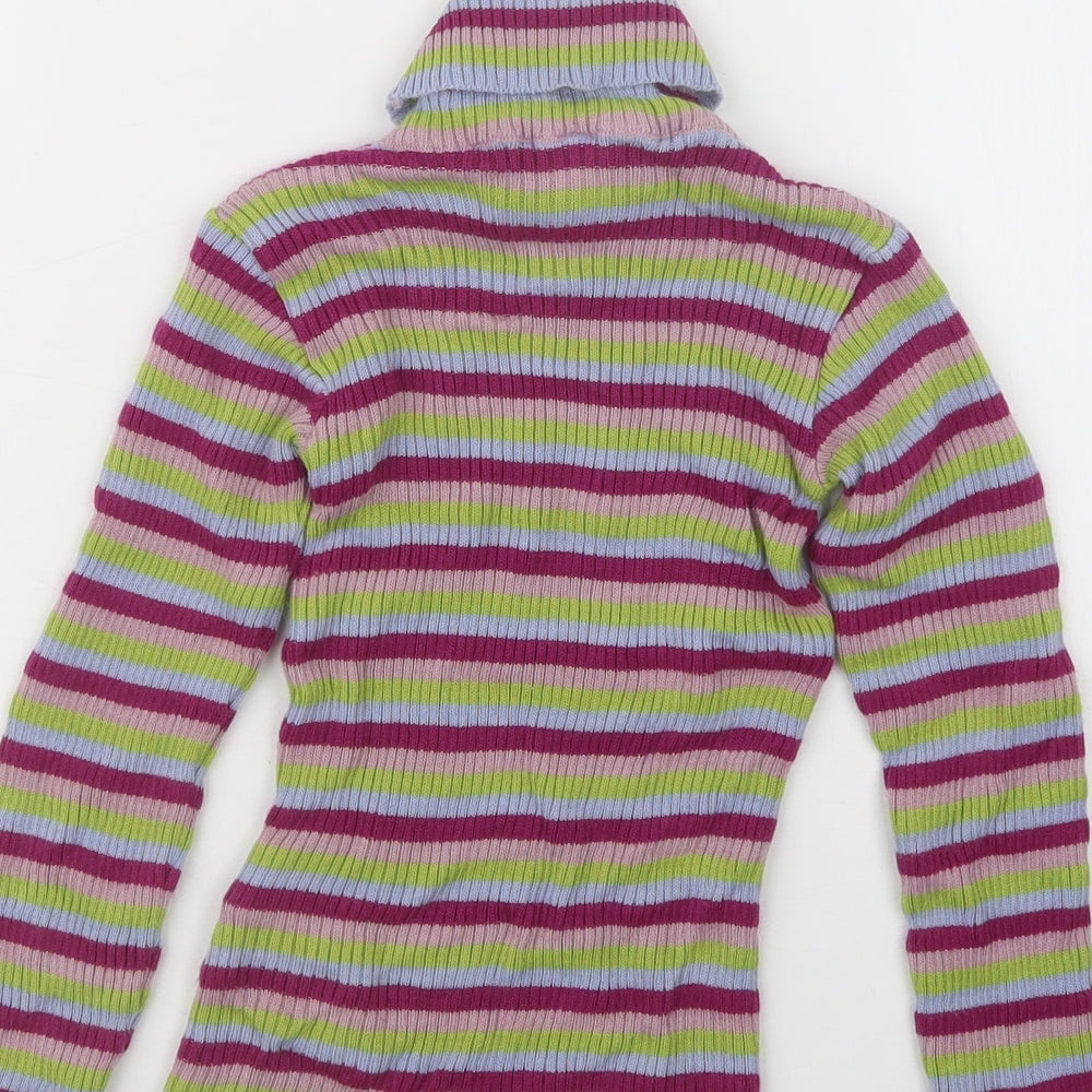 Preworn Girls Purple Striped  Pullover Jumper Size 4 Years