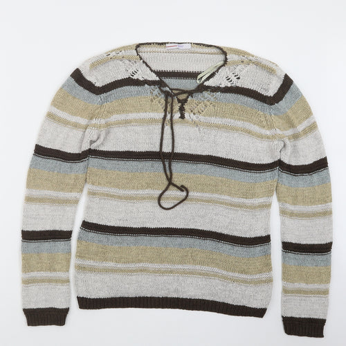 Papaya Womens Beige  Knit Pullover Jumper Size 16