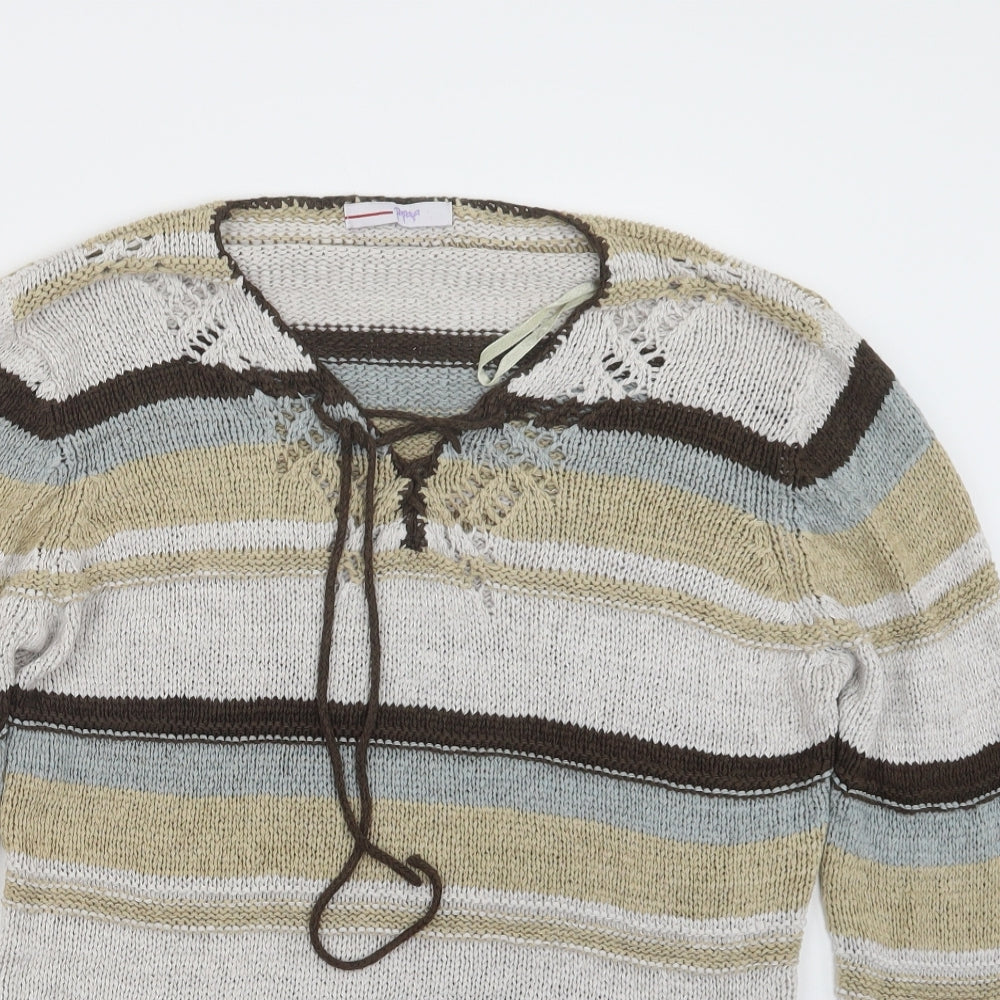 Papaya Womens Beige  Knit Pullover Jumper Size 16