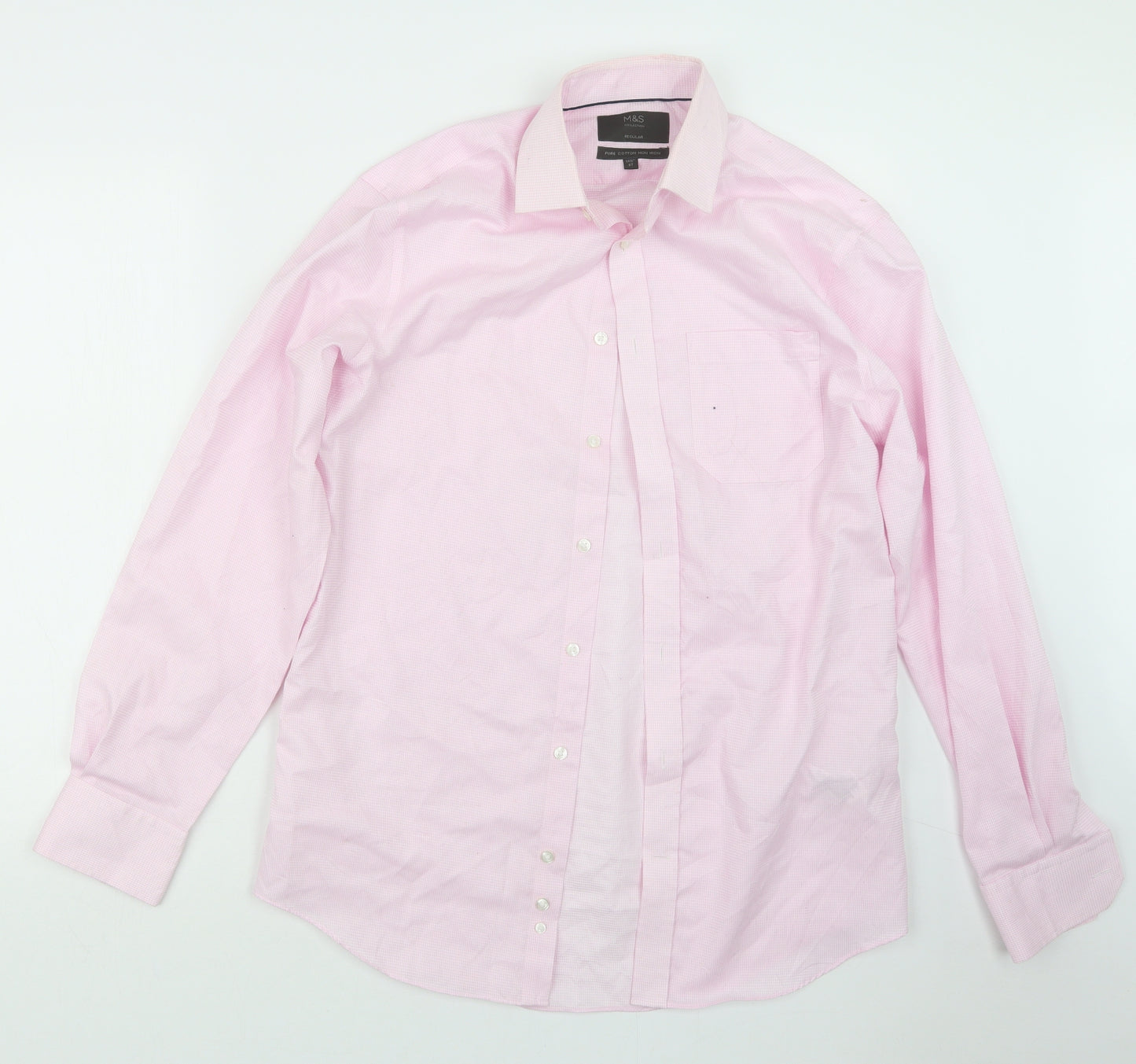Marks and Spencer Mens Pink    Button-Up Size 14.5
