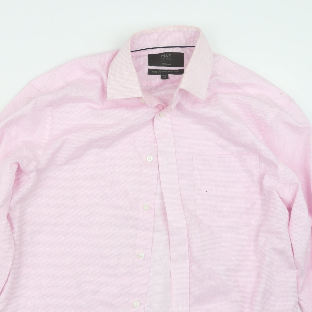 Marks and Spencer Mens Pink    Button-Up Size 14.5