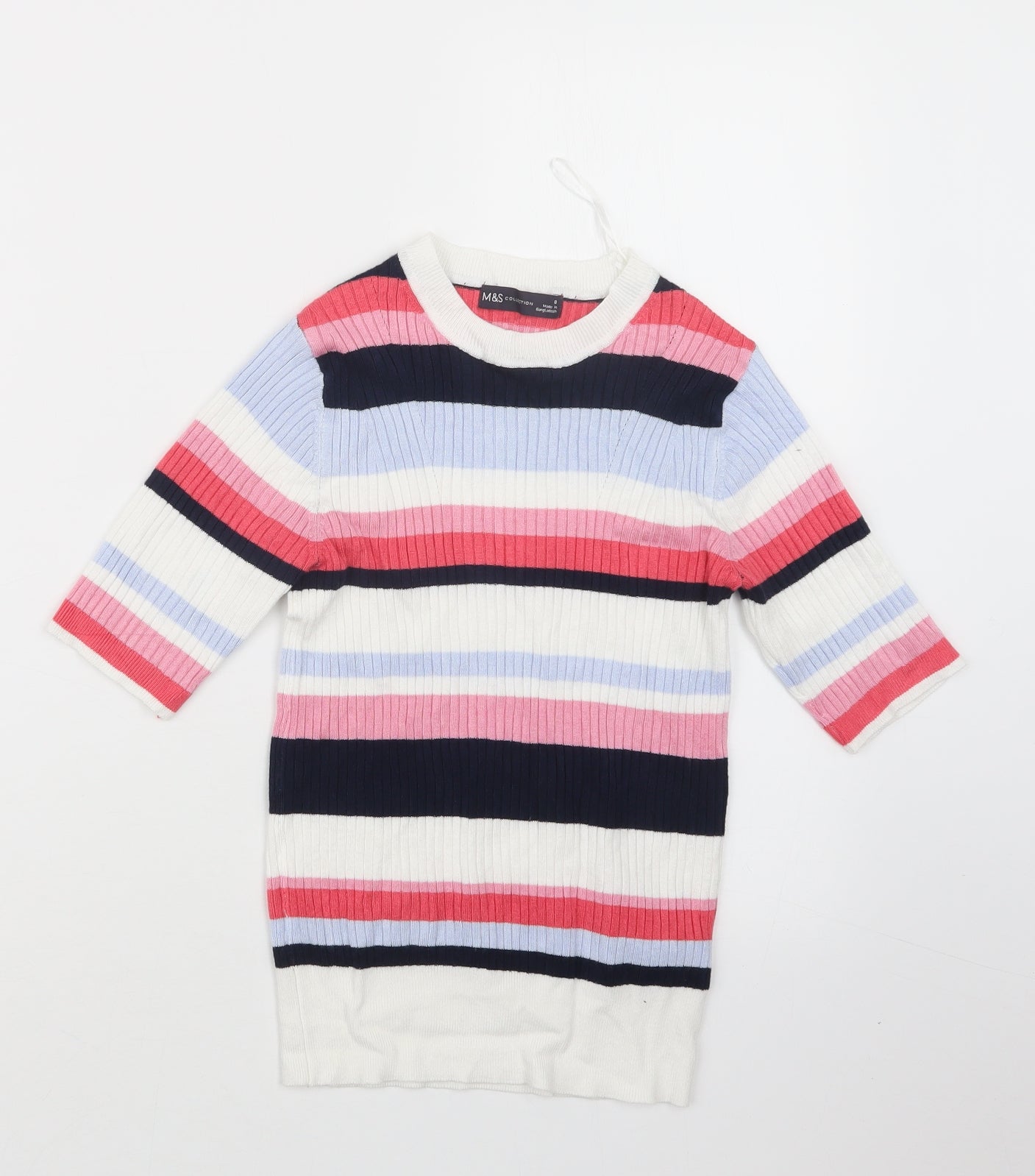 Marks and Spencer Womens Purple Striped  Pullover Jumper Size 8