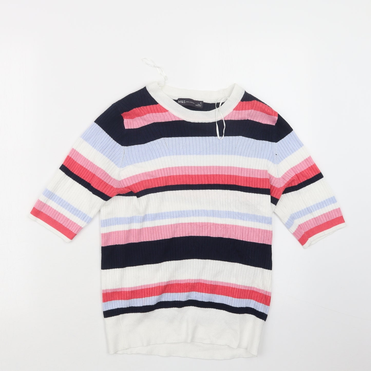 Marks and Spencer Womens Blue Striped  Pullover Jumper Size 16