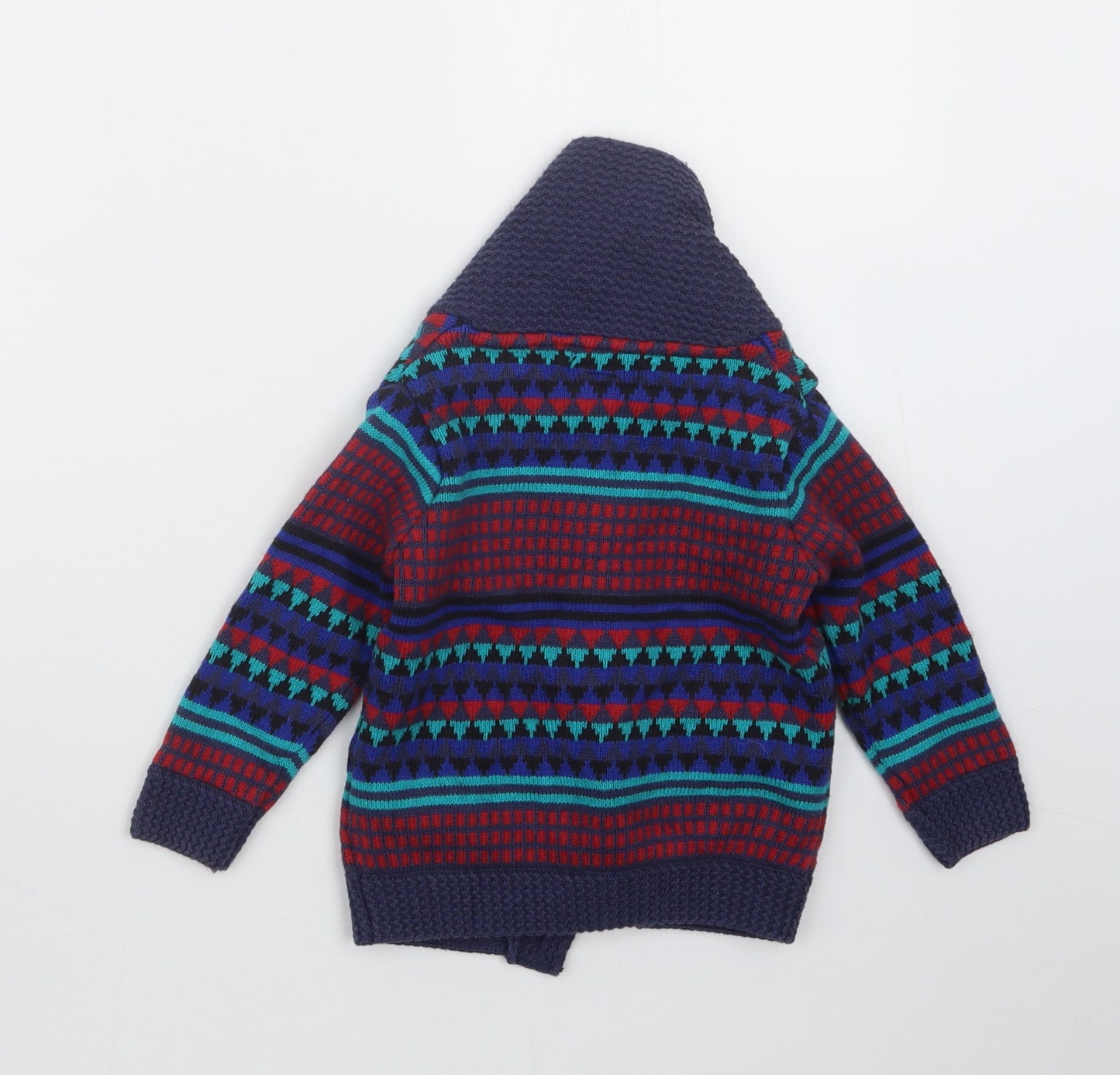 Autograph Boys Blue Geometric Knit Cardigan Jumper Size 18-24 Months