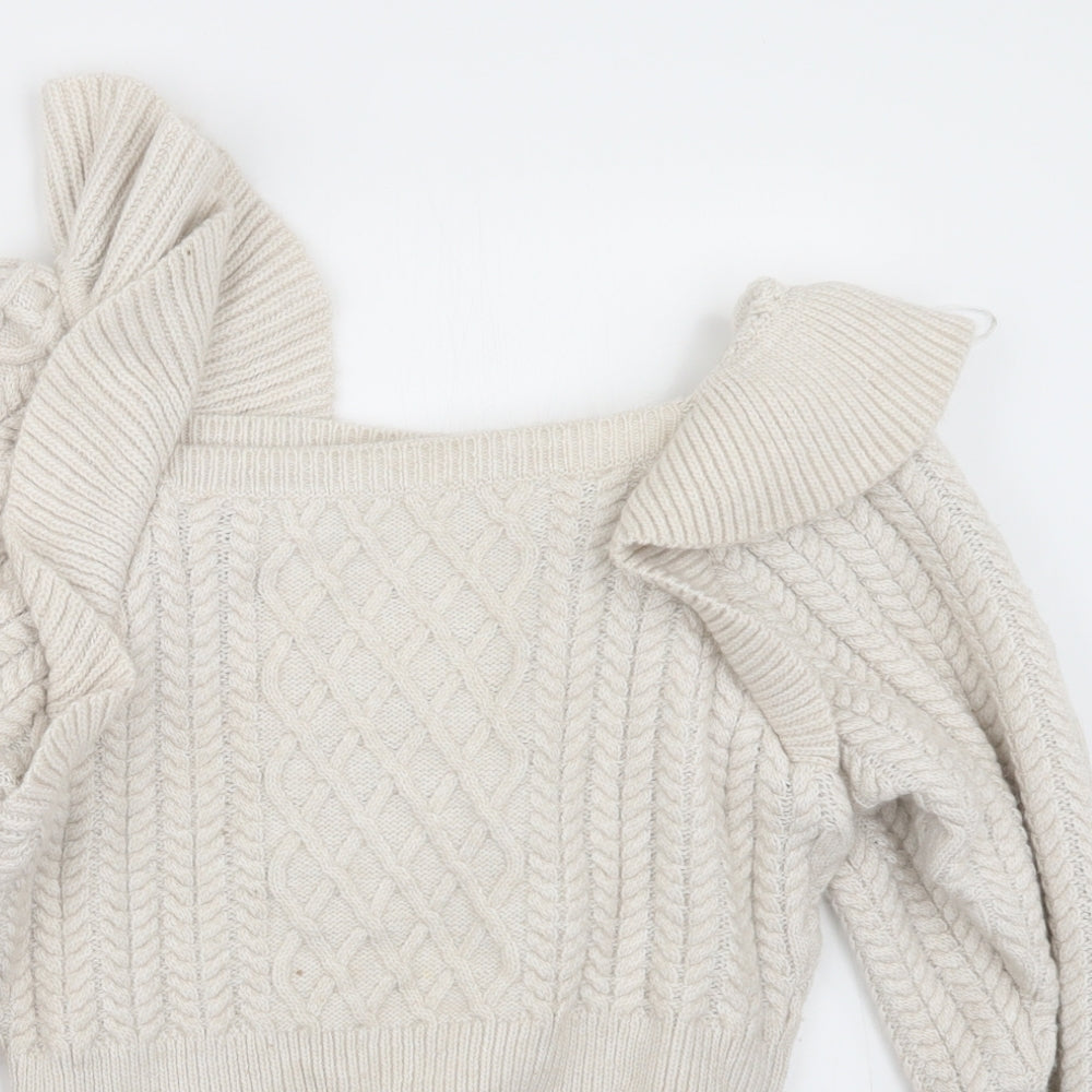 H&M Womens Beige  Knit Pullover Jumper Size S