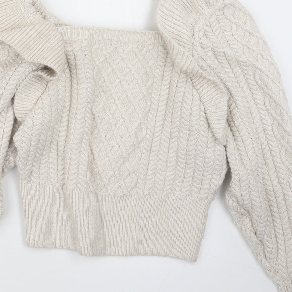 H&M Womens Beige  Knit Pullover Jumper Size S
