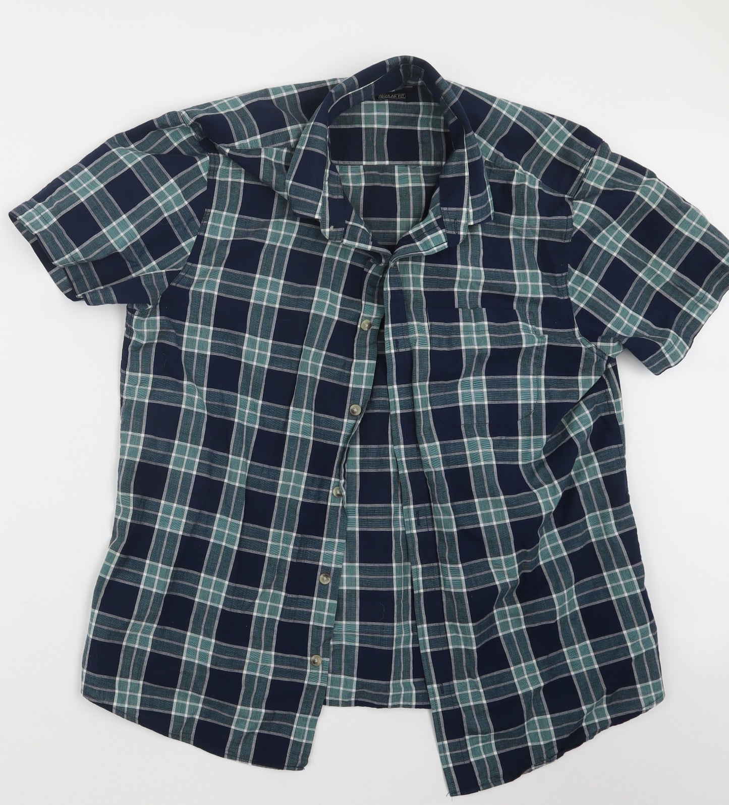 Peacocks Mens Blue Check   Button-Up Size L
