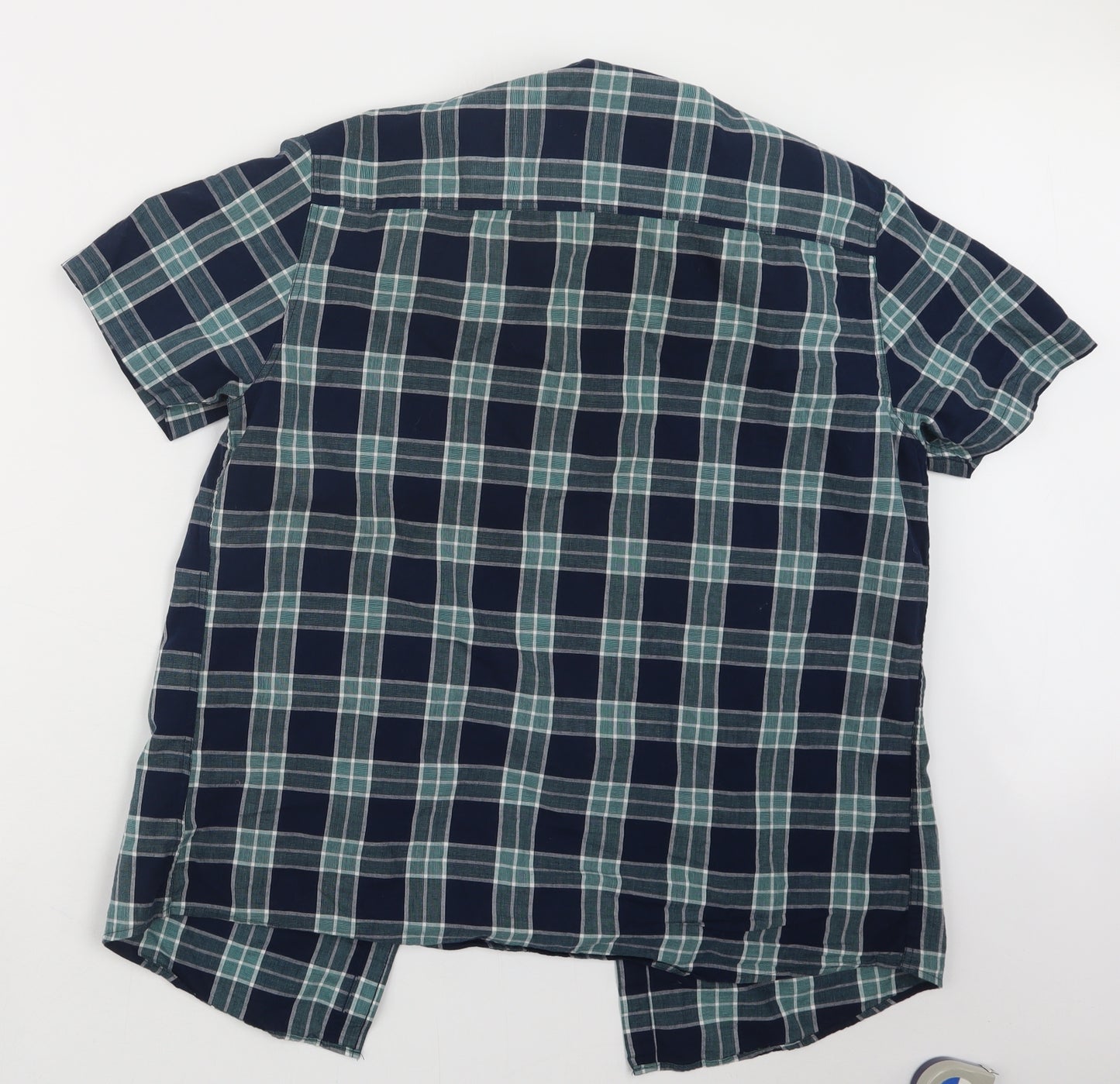 Peacocks Mens Blue Check   Button-Up Size L