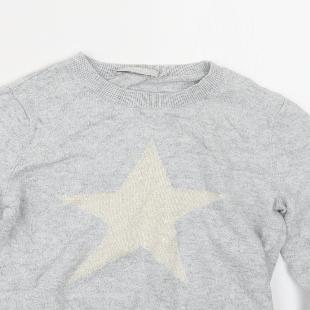 Mint Velvet Girls Grey  Knit Pullover Jumper Size 8 Years