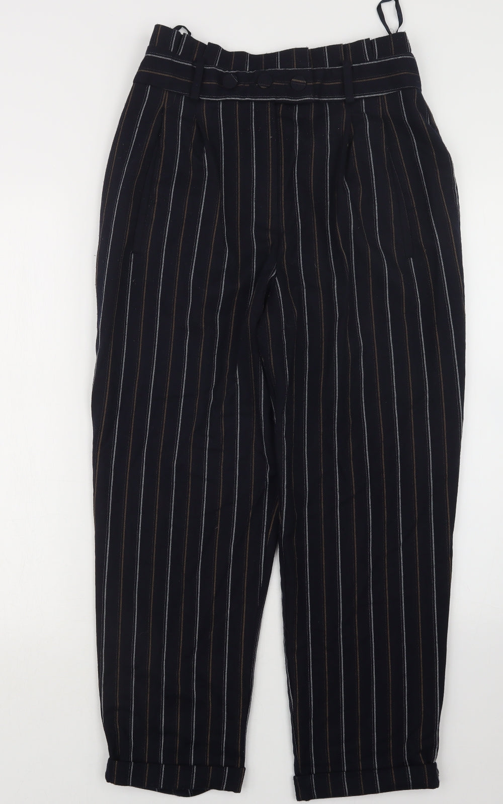 Topshop Womens Blue Striped  Trousers  Size 12 L24 in