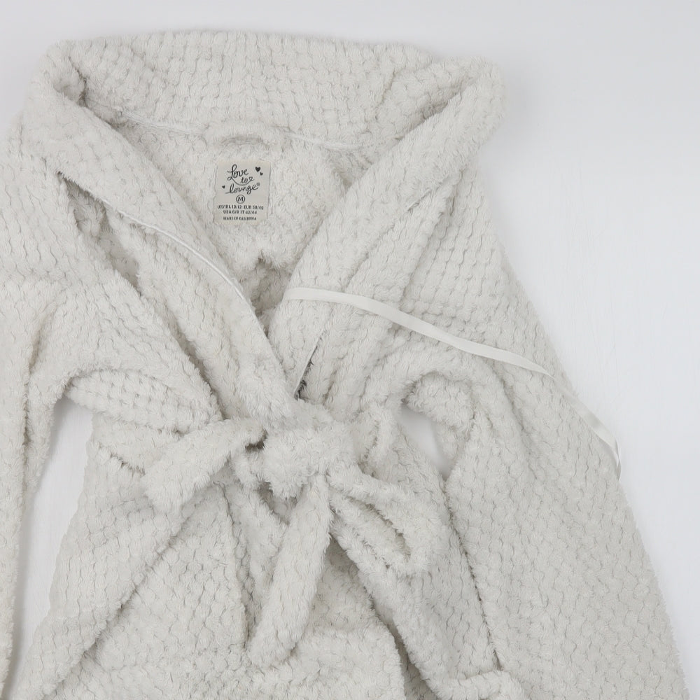 Love to Lounge Womens White Geometric  Top Robe Size 10