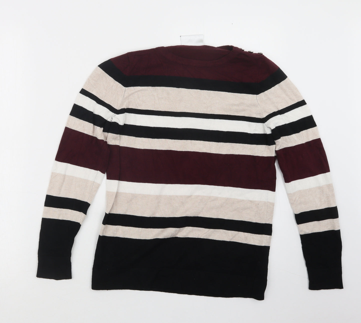 Wallis Womens Black Striped  Pullover Jumper Size 10