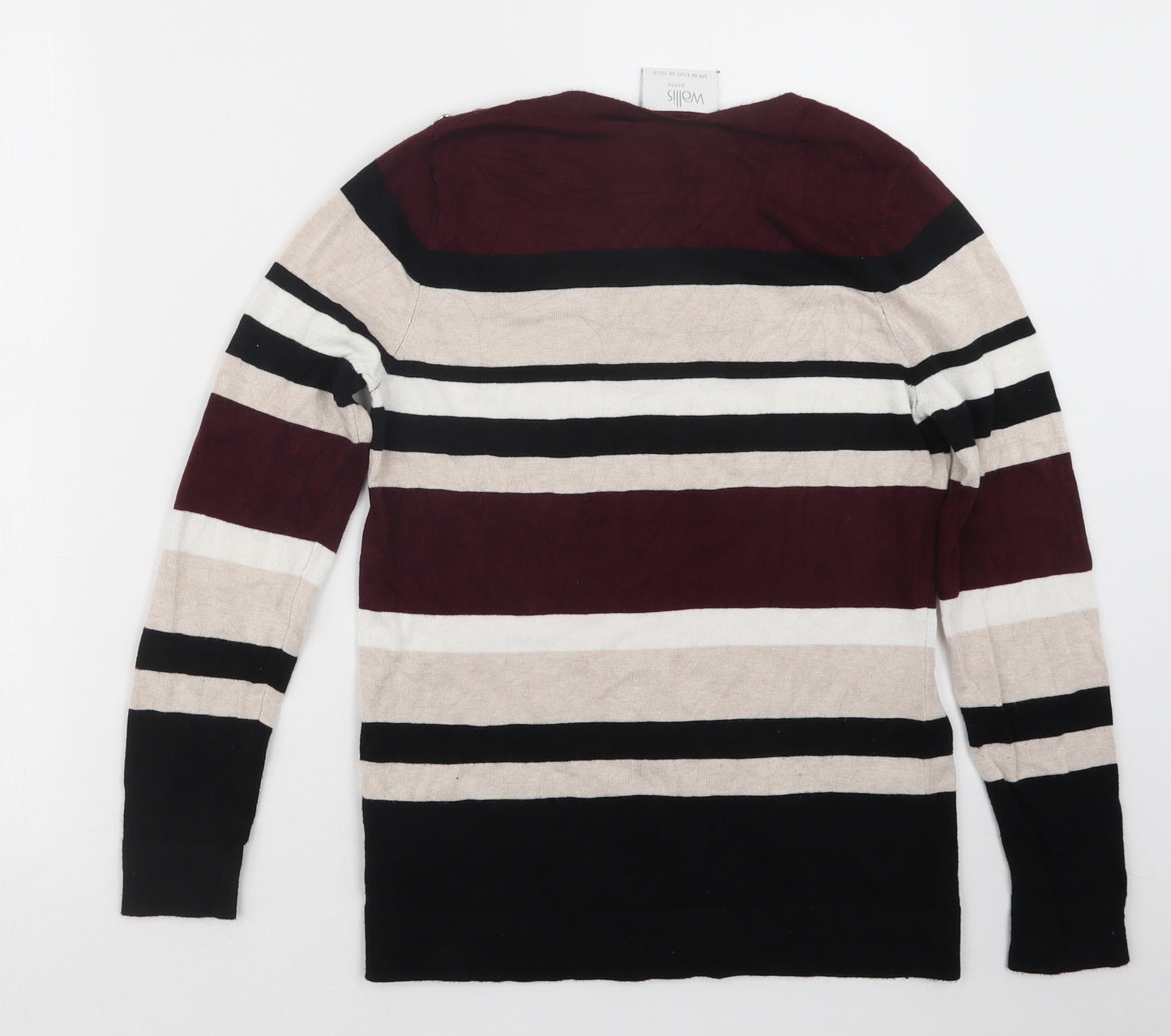 Wallis Womens Black Striped  Pullover Jumper Size 10