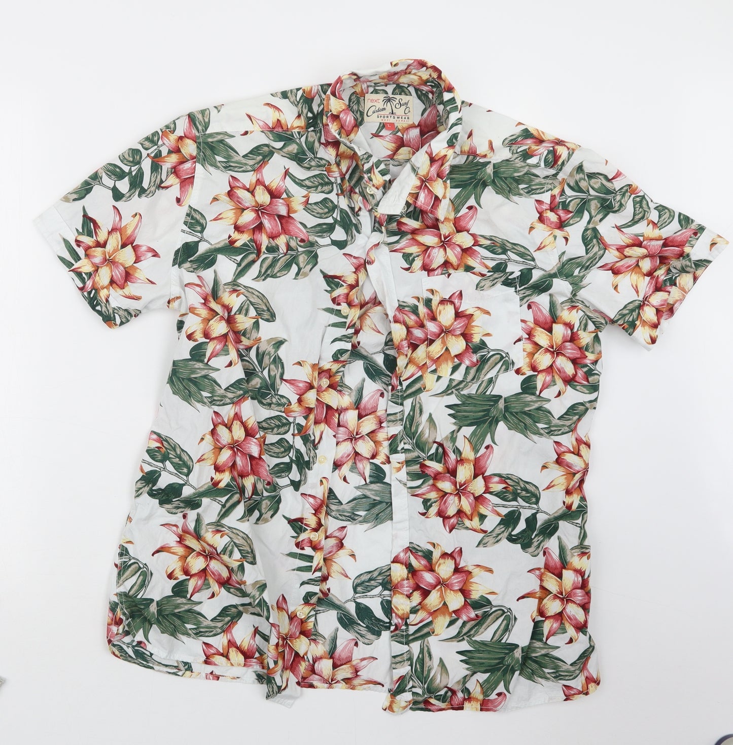 NEXT Mens Green Geometric   Button-Up Size L