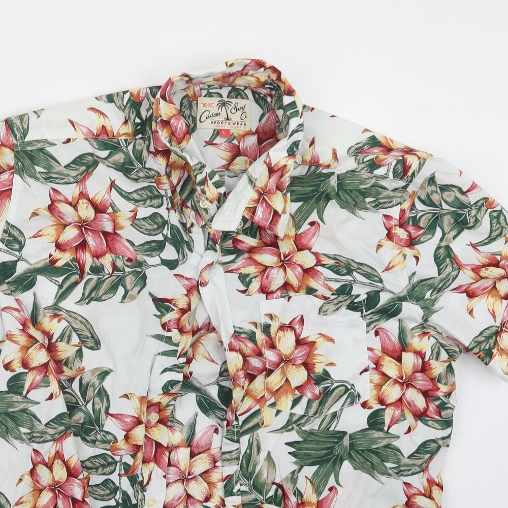 NEXT Mens Green Geometric   Button-Up Size L