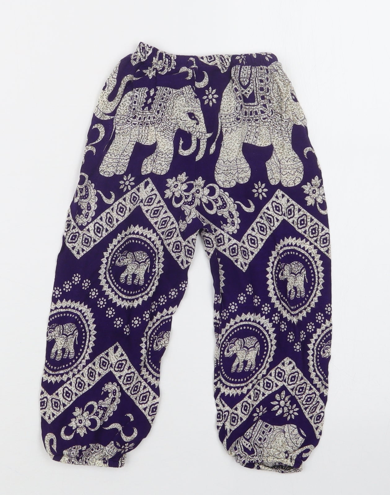 Preworn Girls Purple Geometric  Bloomer Trousers Size M