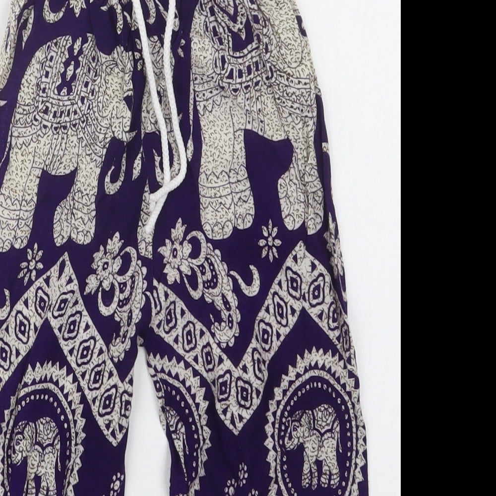 Preworn Girls Purple Geometric  Bloomer Trousers Size M