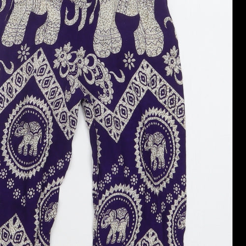 Preworn Girls Purple Geometric  Bloomer Trousers Size M