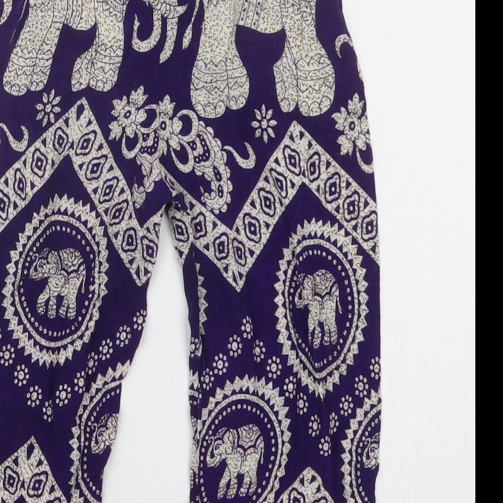 Preworn Girls Purple Geometric  Bloomer Trousers Size M