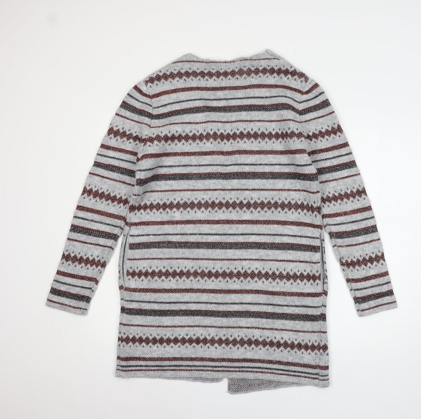 George Womens Grey Geometric Knit Cardigan Jumper Size 10