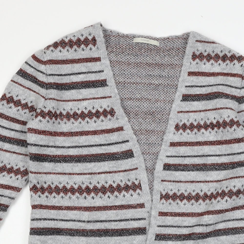 George Womens Grey Geometric Knit Cardigan Jumper Size 10