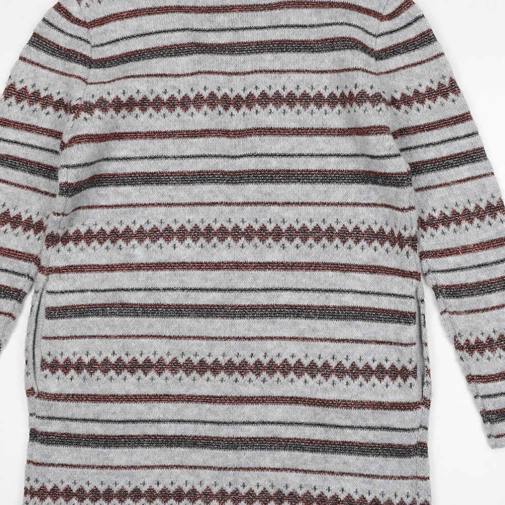 George Womens Grey Geometric Knit Cardigan Jumper Size 10