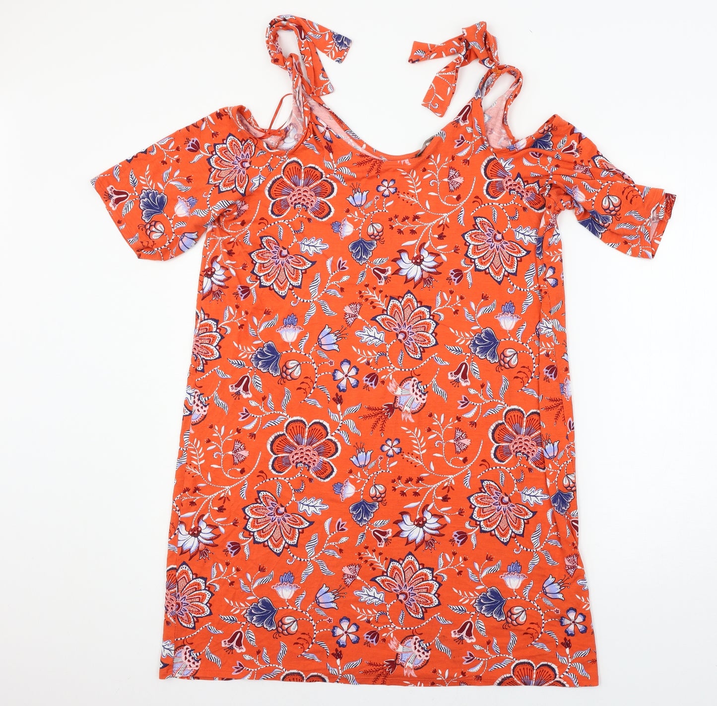 George Womens Red Floral Jersey Basic Blouse Size 16