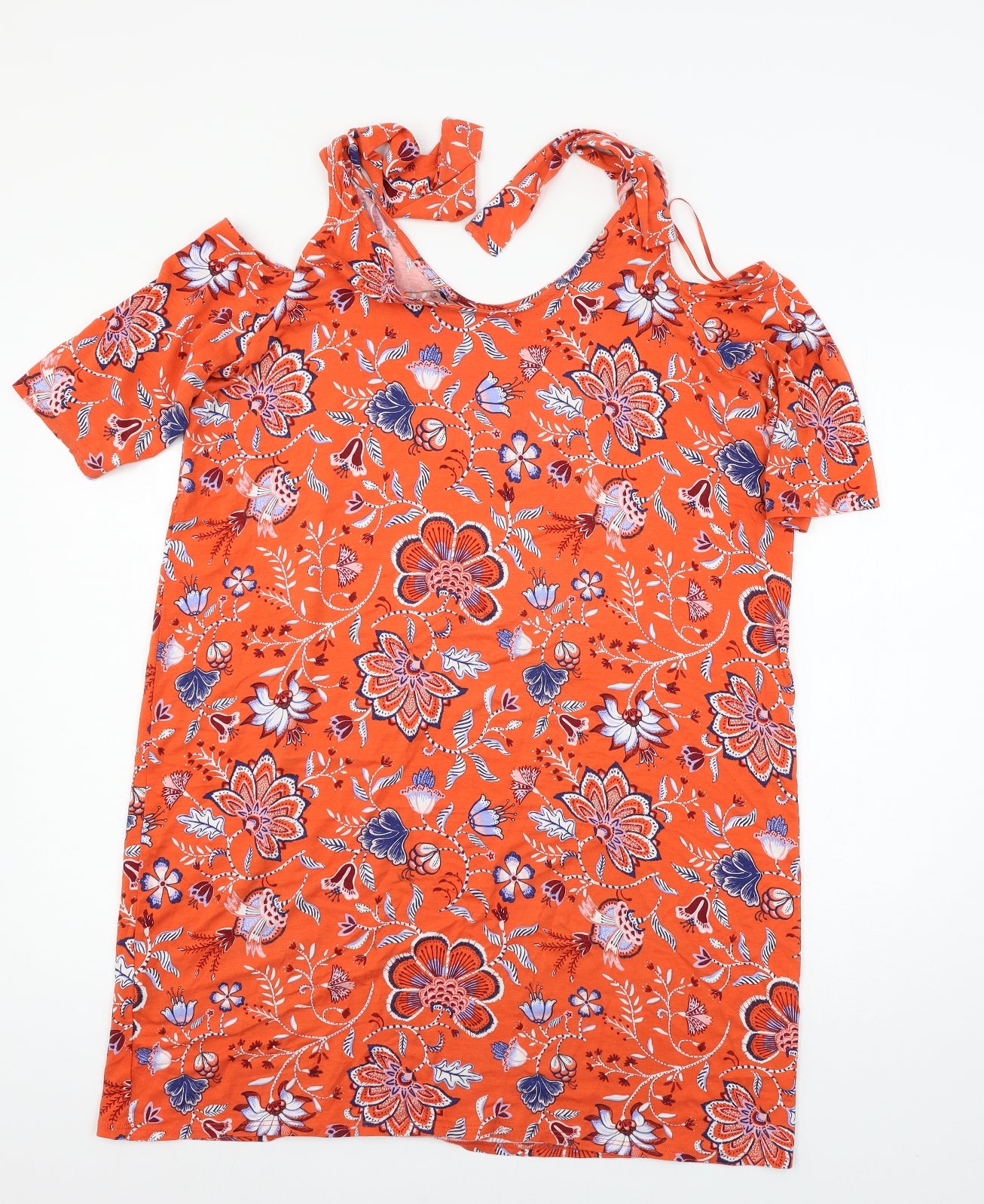George Womens Red Floral Jersey Basic Blouse Size 16