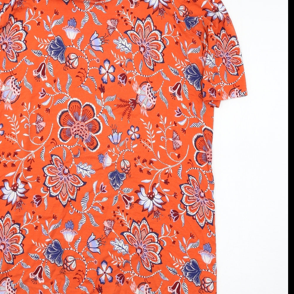 George Womens Red Floral Jersey Basic Blouse Size 16