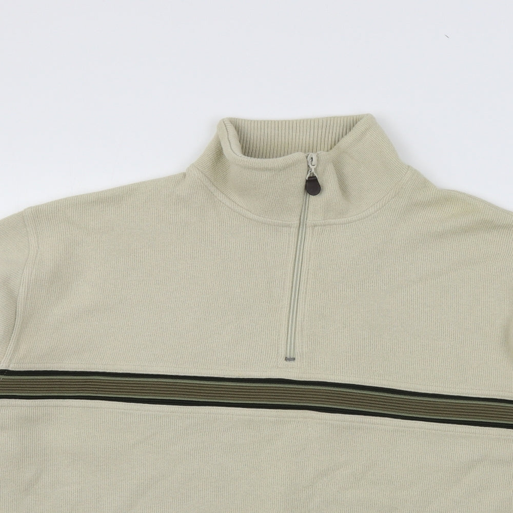 Simon Taylor Womens Beige Striped Jersey Pullover Sweatshirt Size XL