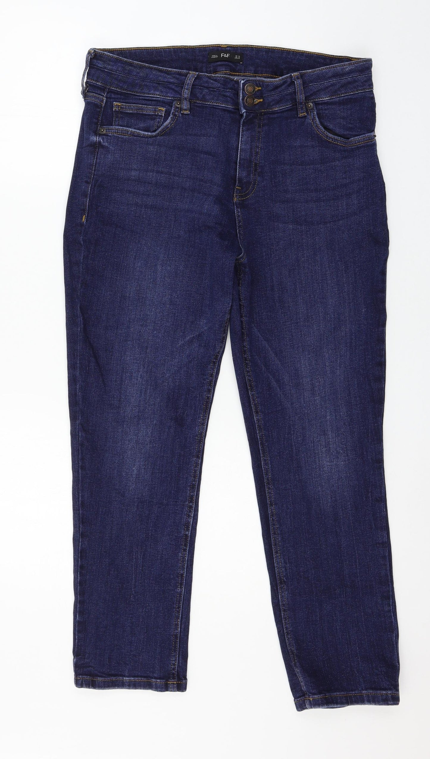 F&F Womens Blue  Denim Straight Jeans Size 16 L27 in