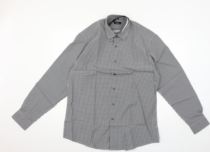 Disley Mens Black Check Button-Up Size 40