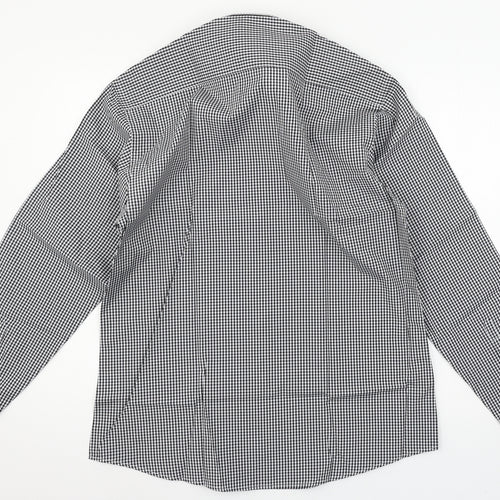 Disley Mens Black Check   Button-Up Size 40