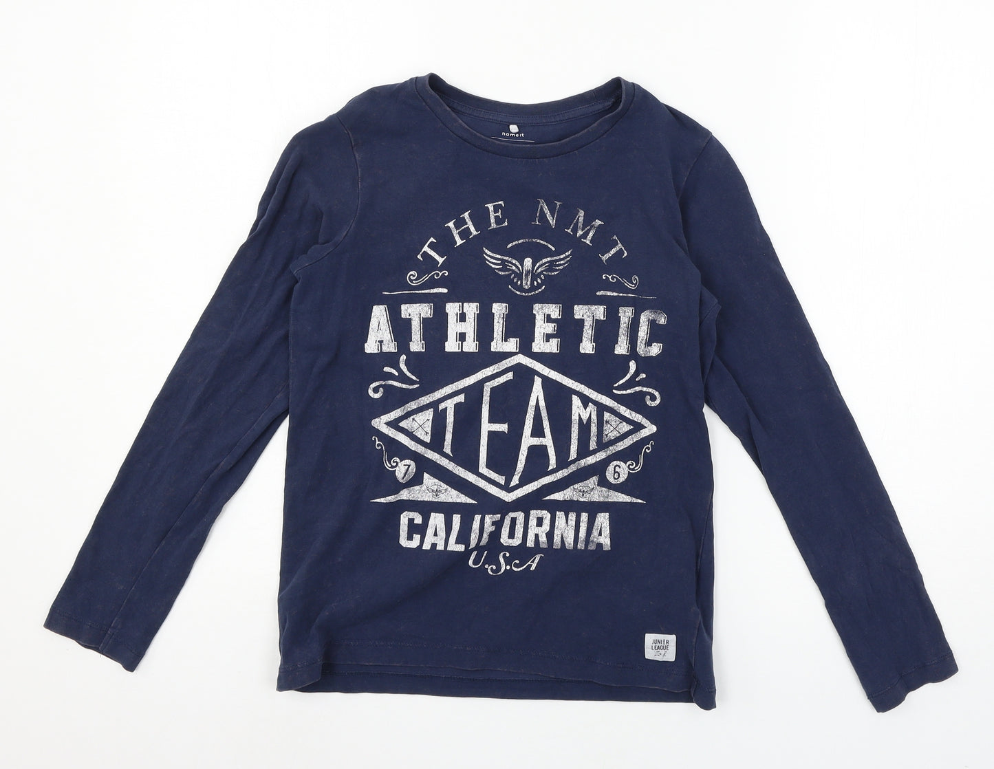 name it Boys Blue  Jersey Basic T-Shirt Size 9-10 Years  - Athletic Team