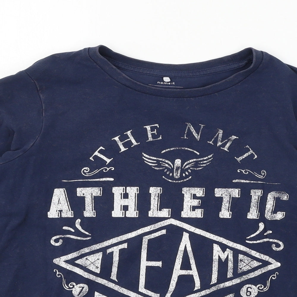 name it Boys Blue  Jersey Basic T-Shirt Size 9-10 Years  - Athletic Team