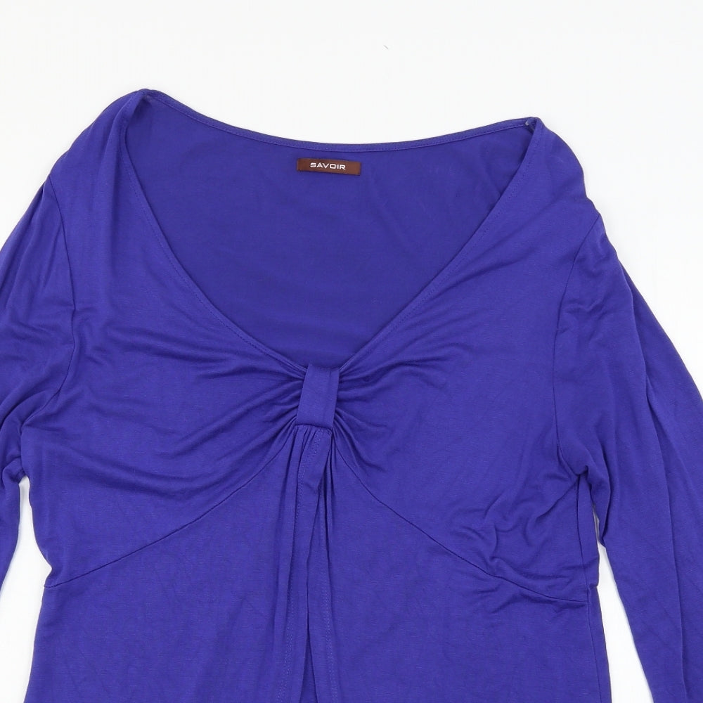 Savoir Womens Blue  Jersey Basic T-Shirt Size 16