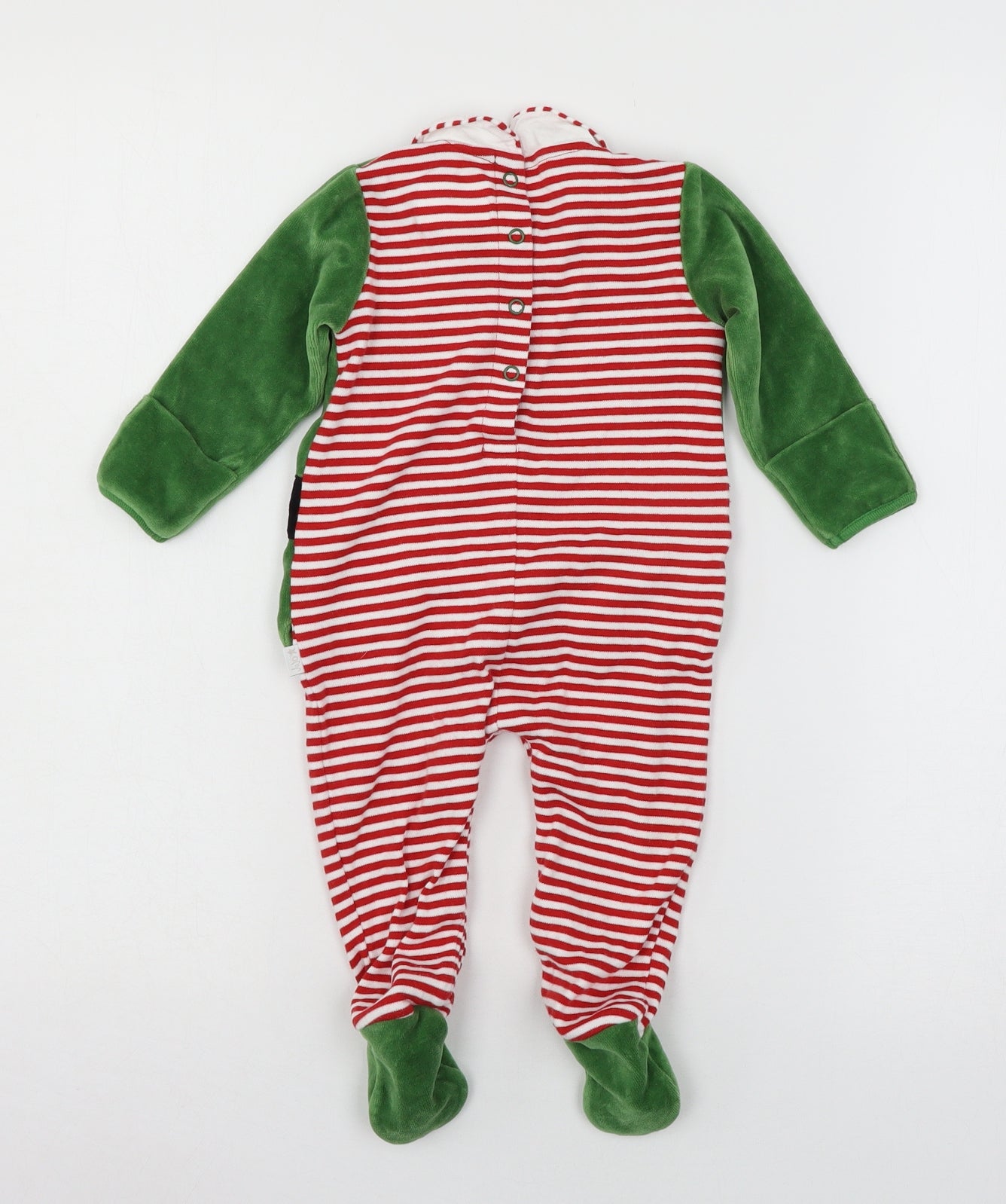 JoJo Maman Bébé Baby Green Colourblock Velour Babygrow One-Piece Size 6-9 Months  - Elf