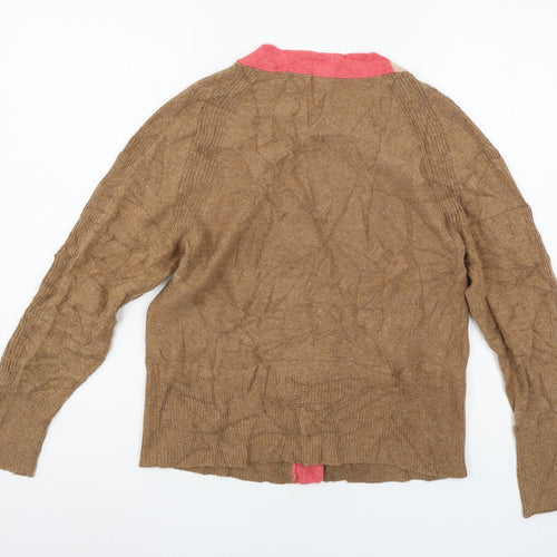 White Stuff Womens Brown Geometric Knit Cardigan Jumper Size 10