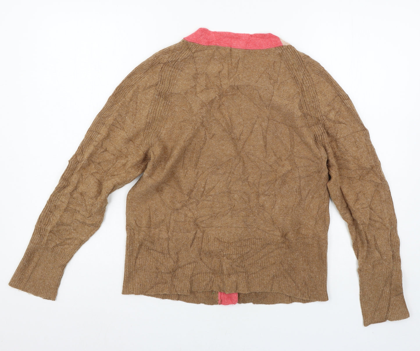 White Stuff Womens Brown Geometric Knit Cardigan Jumper Size 10