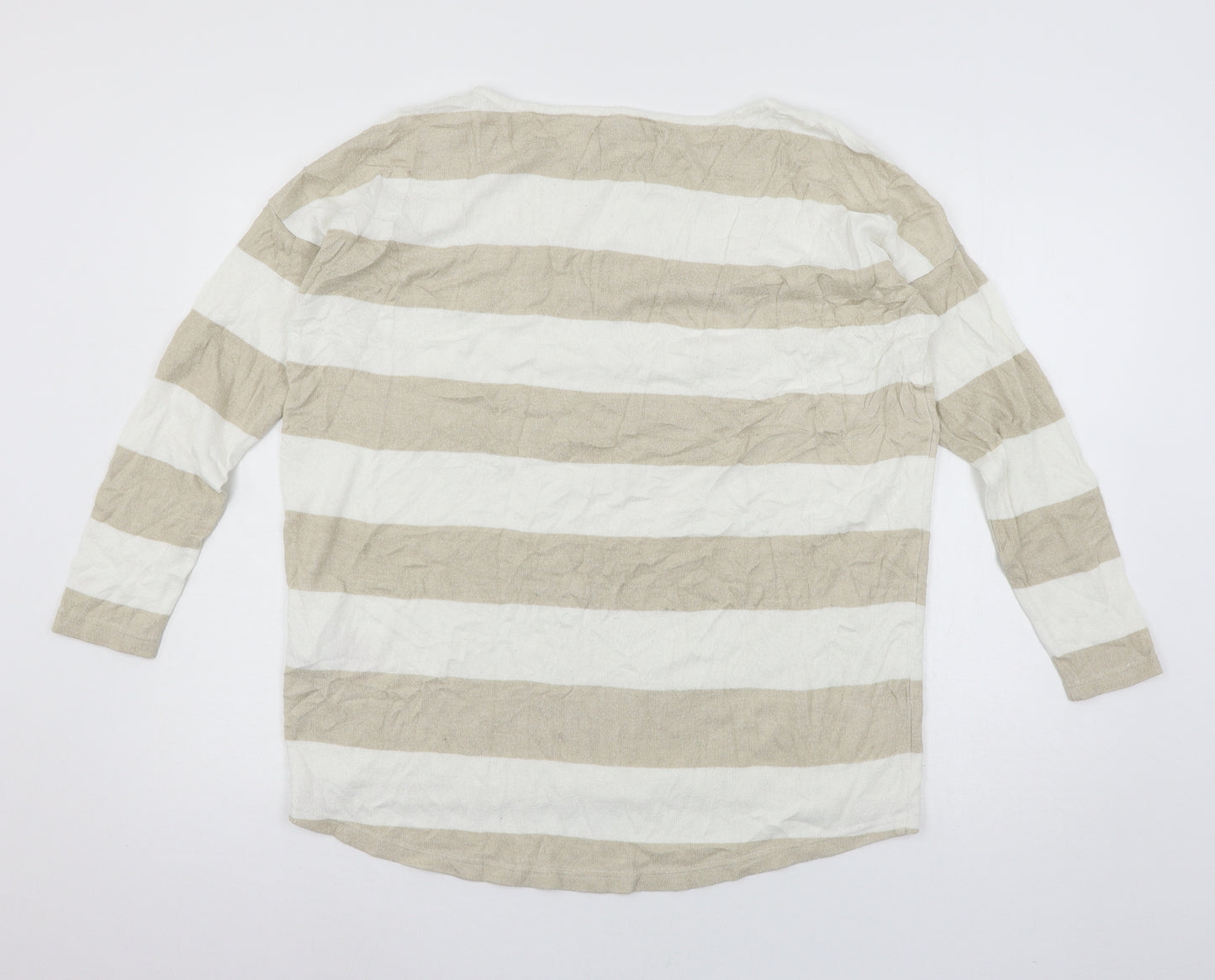 Only Womens White Striped Knit Pullover Jumper Size M