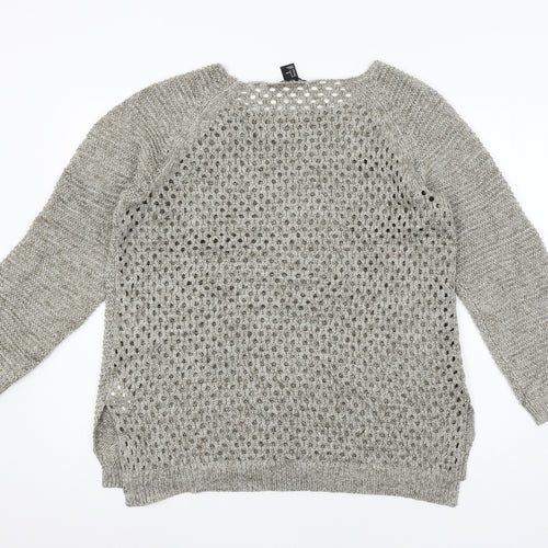 H&M Womens Grey  Knit Pullover Jumper Size M