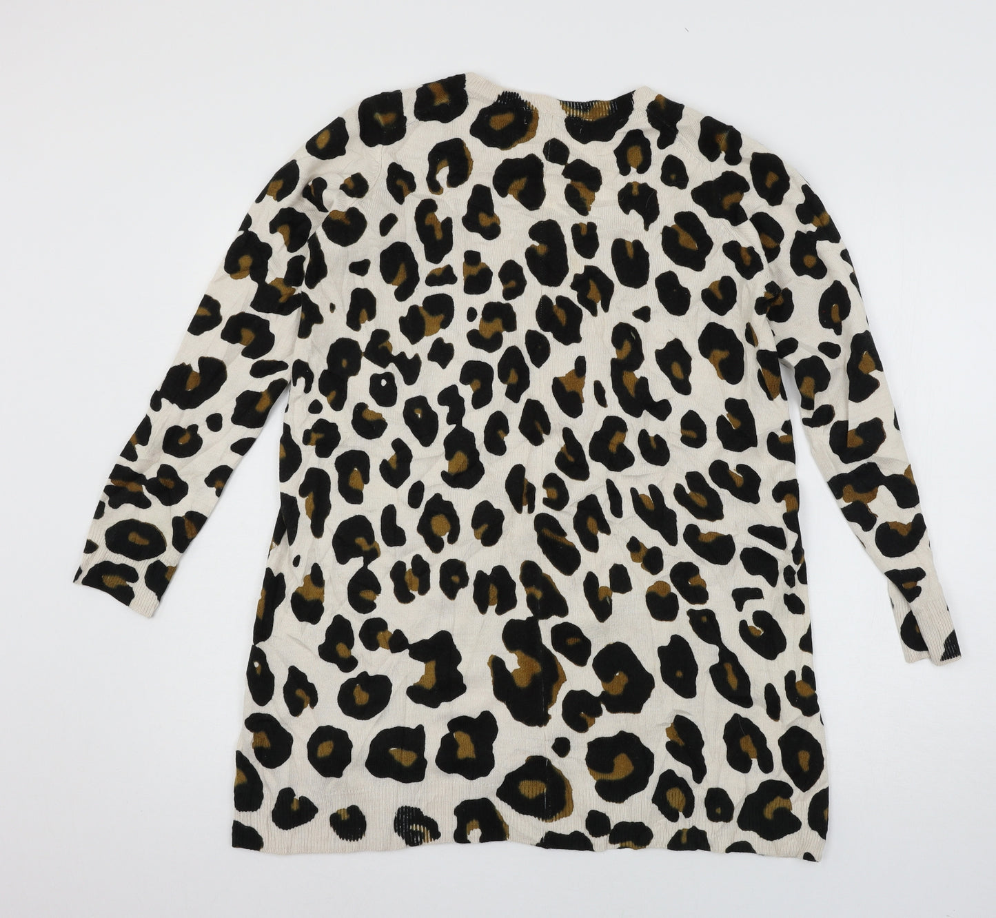 Marks and Spencer Womens Brown Animal Print Knit Pullover Jumper Size 12